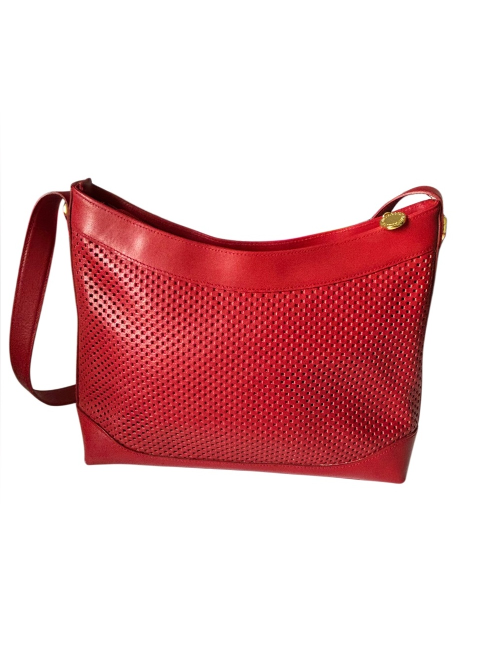 Vintage Medallion red perforated leather shoulder bag